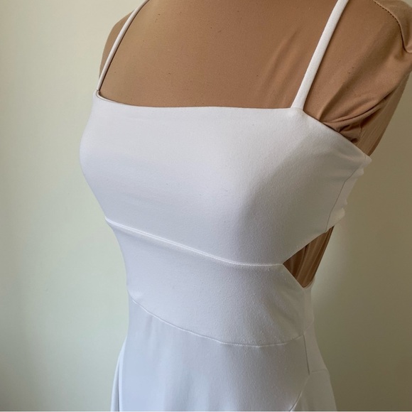 Susana Monaco Thin Strap High Low Cut Out Back White Jersey Maxi Dress EUC Sz XS - Picture 8 of 11
